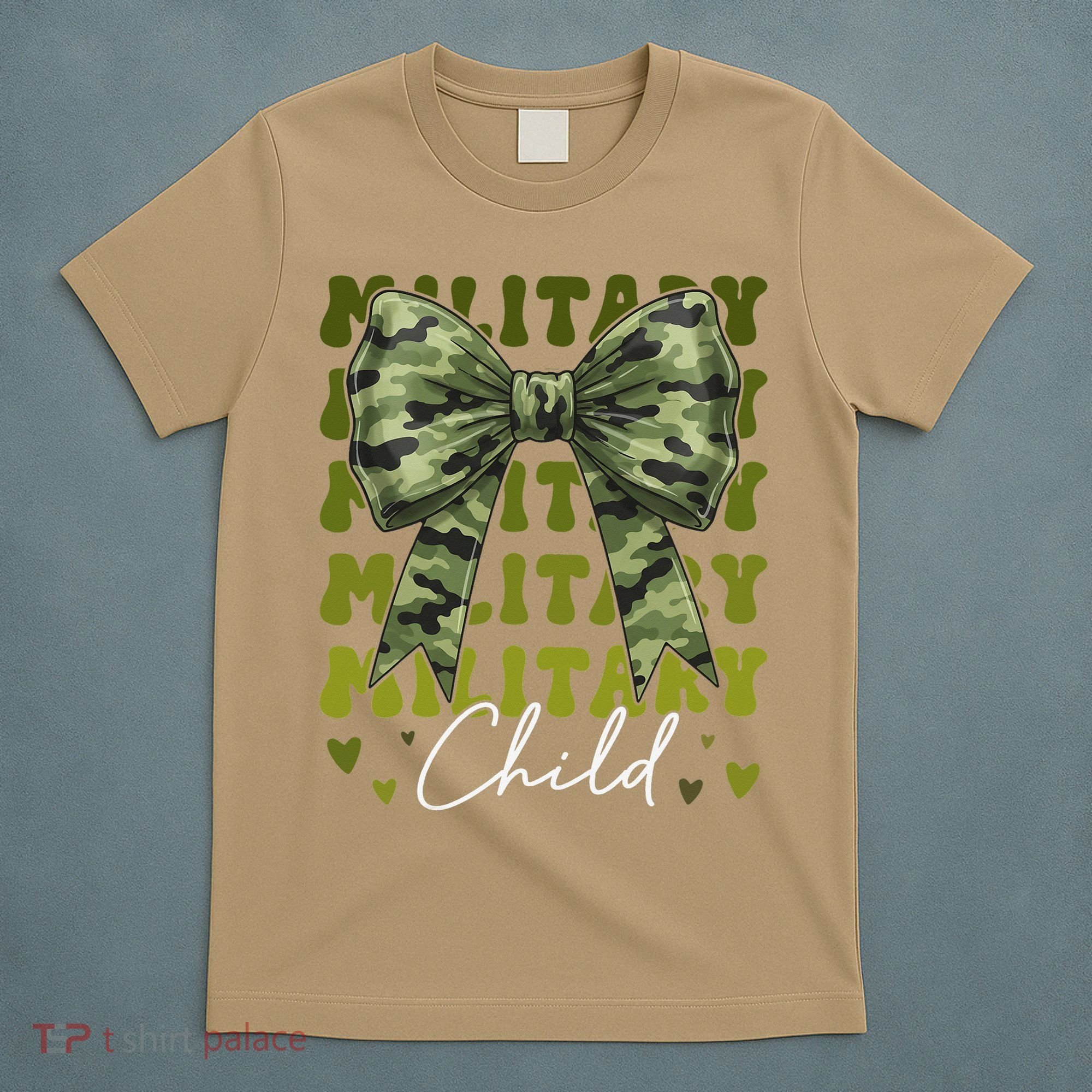 Camouflage Military Child Coquette Bow Camo T-Shirt