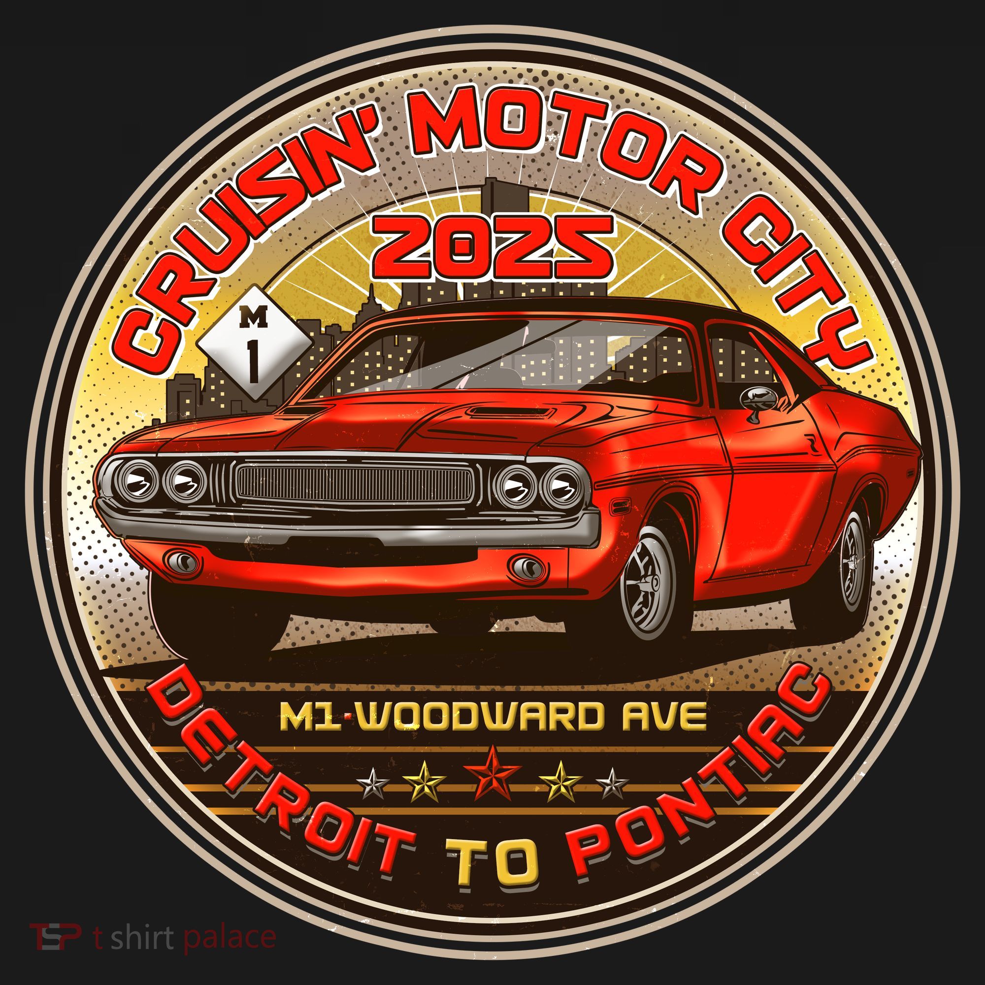Cruisin Motor City Detroit To Pontiac Muscle Car Emblem Women's Tank Top