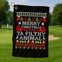 Christmas - Merry Christmas Ya Filthy Animal Golf Towel thumb 1