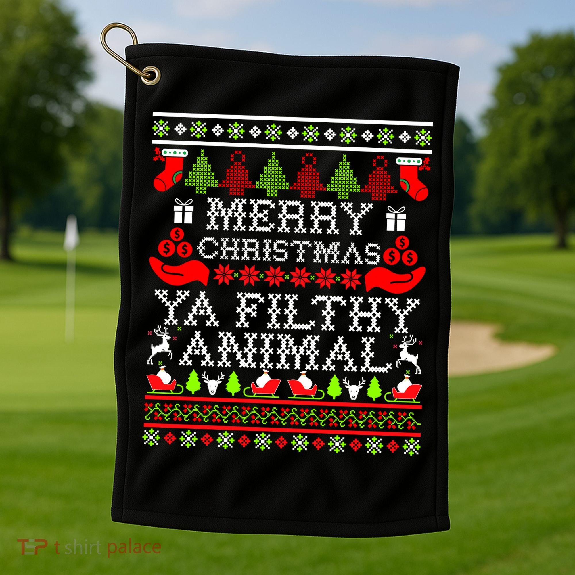 Christmas - Merry Christmas Ya Filthy Animal Golf Towel
