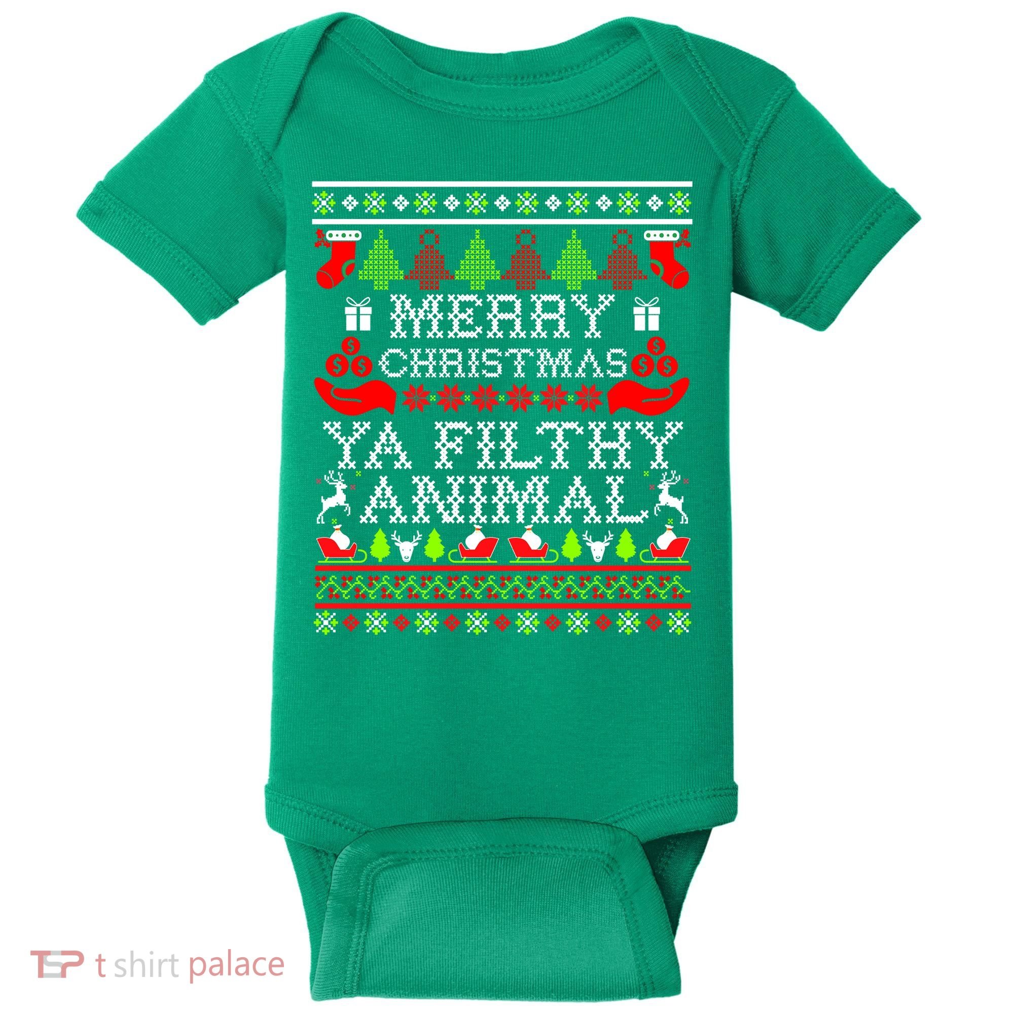 Christmas - Merry Christmas Ya Filthy Animal Baby Bodysuit