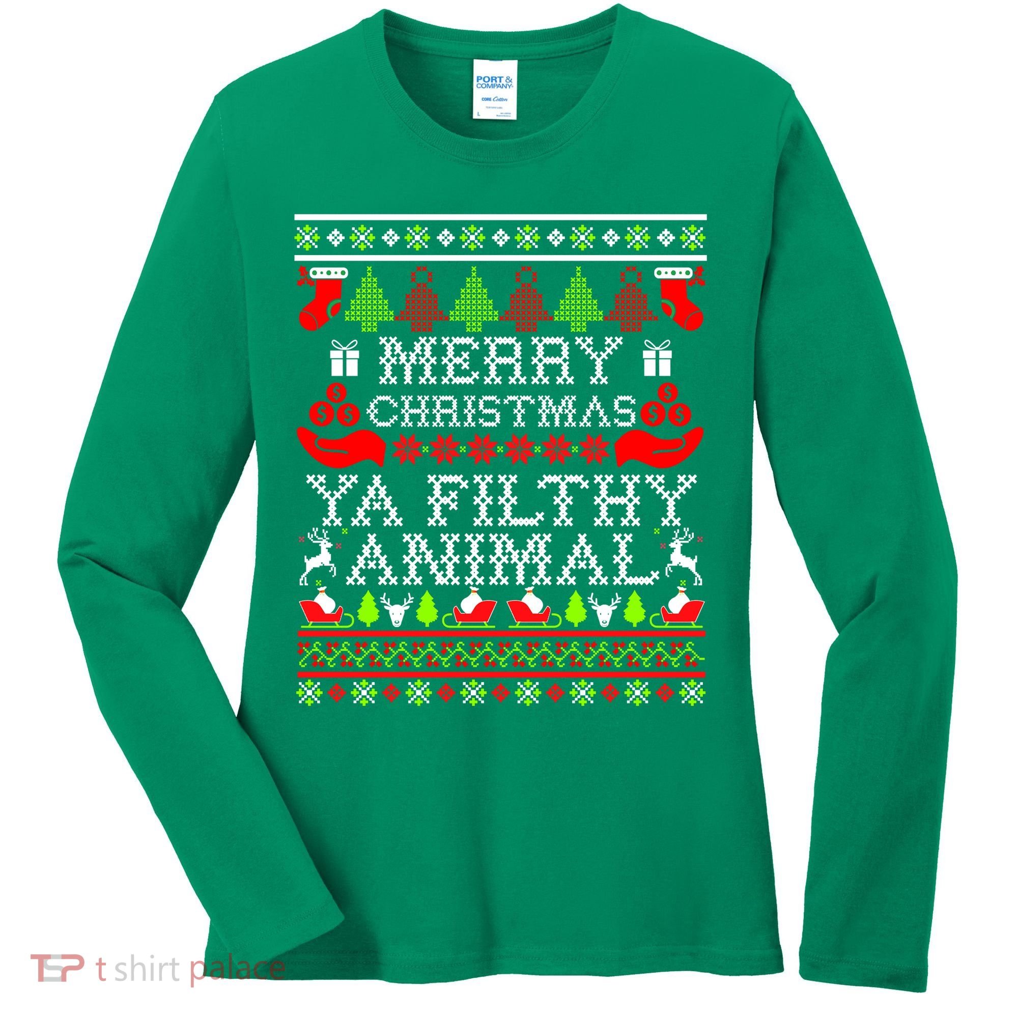 Christmas - Merry Christmas Ya Filthy Animal Women's Long Sleeve Shirt