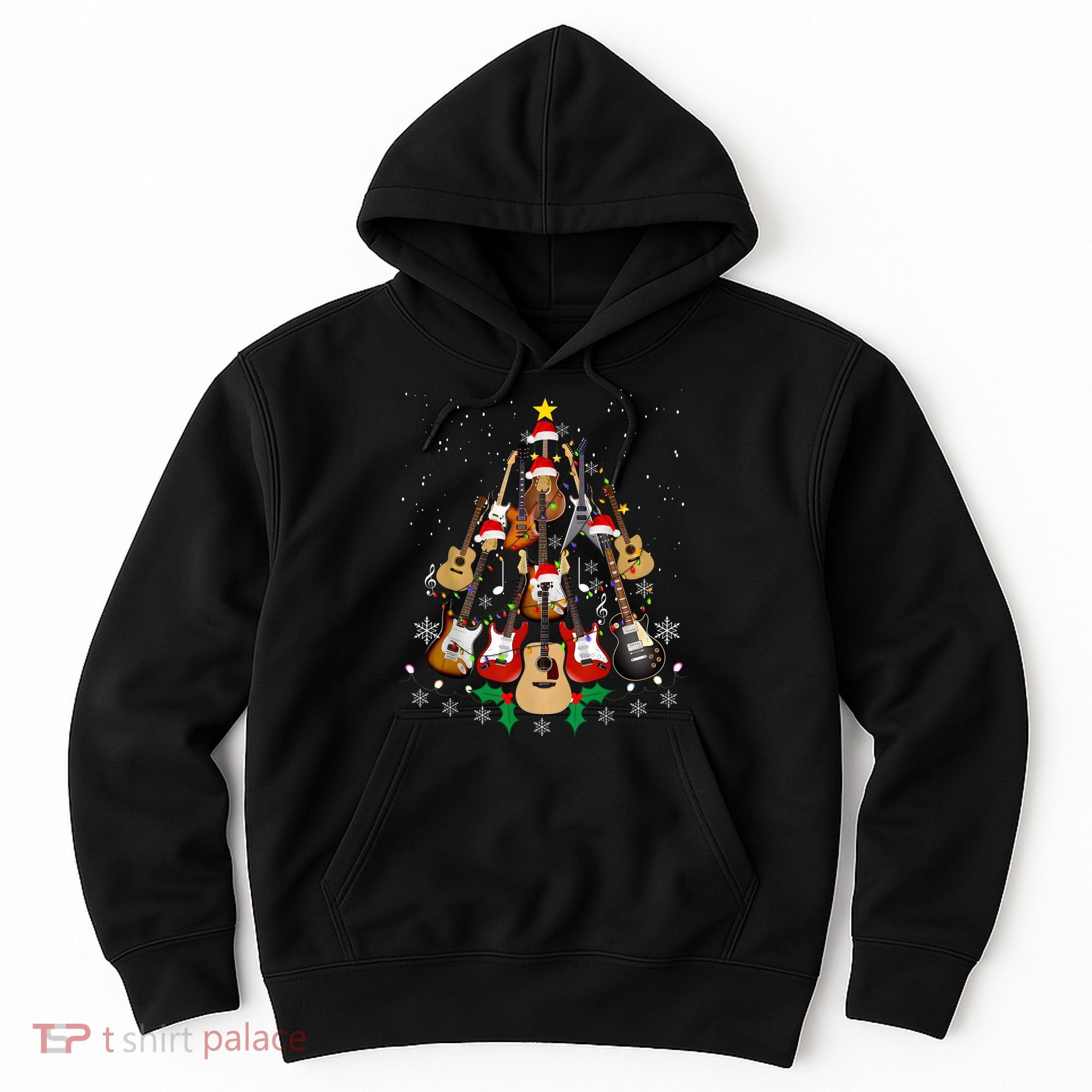 Christmas Musician Christmas Guitar Tree Hoodie