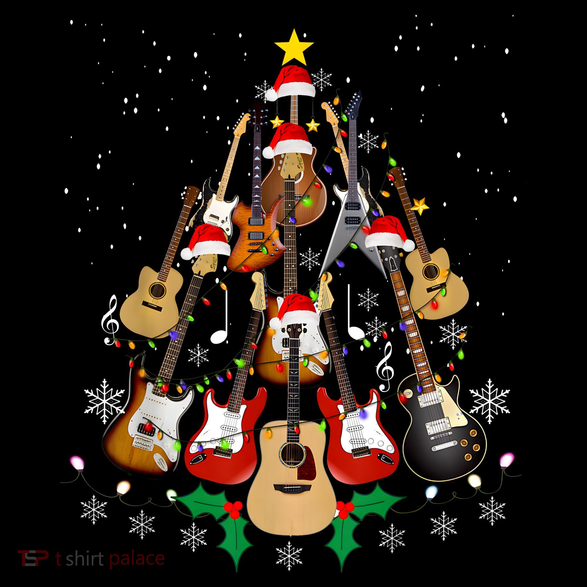Christmas Musician Christmas Guitar Tree Sweatshirt