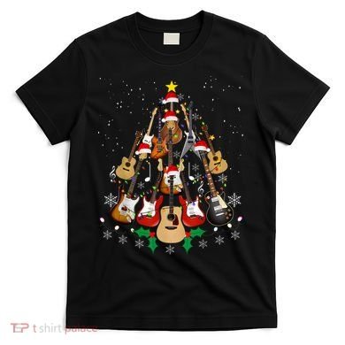 Christmas Musician Christmas Guitar Tree T-Shirt