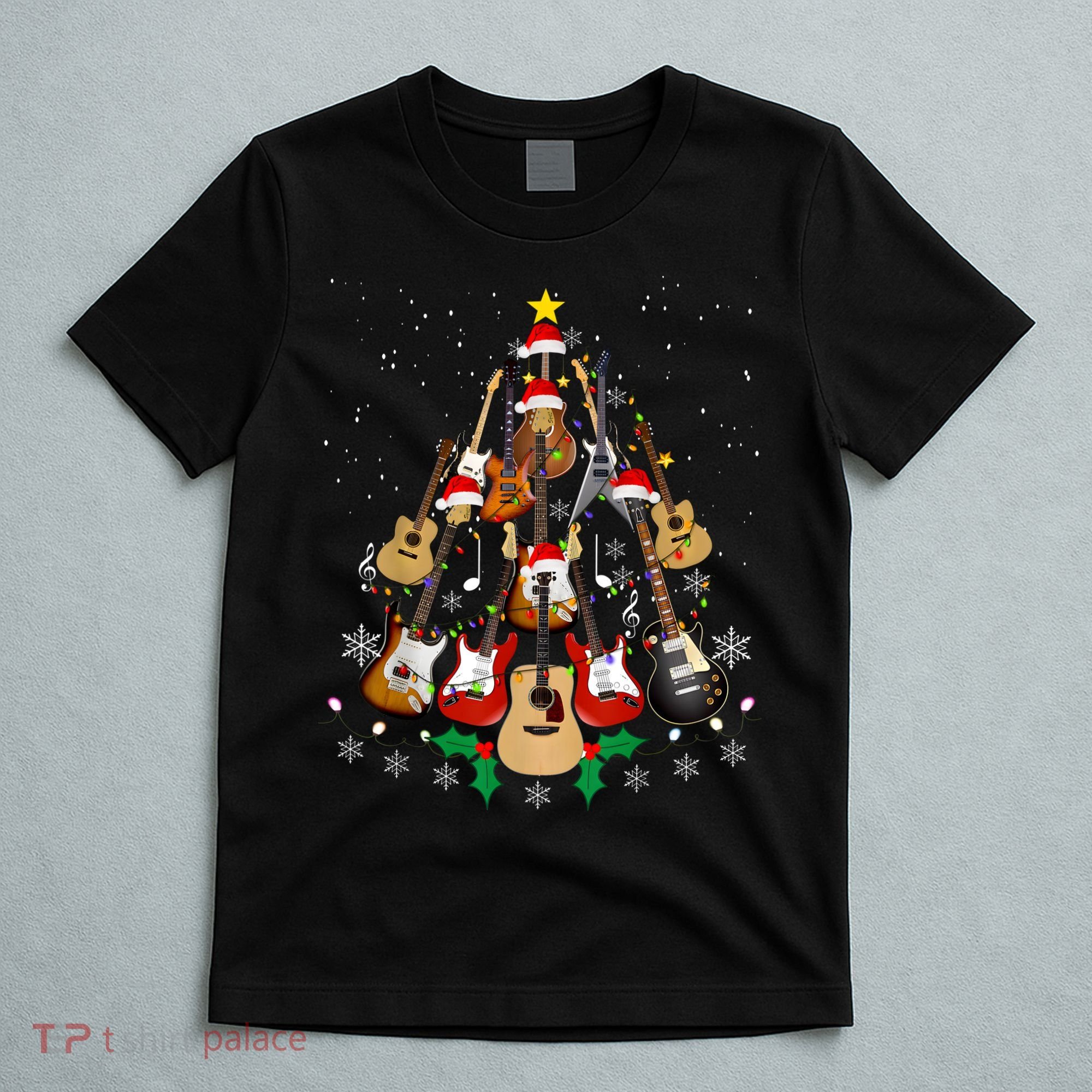 Christmas Musician Christmas Guitar Tree T-Shirt