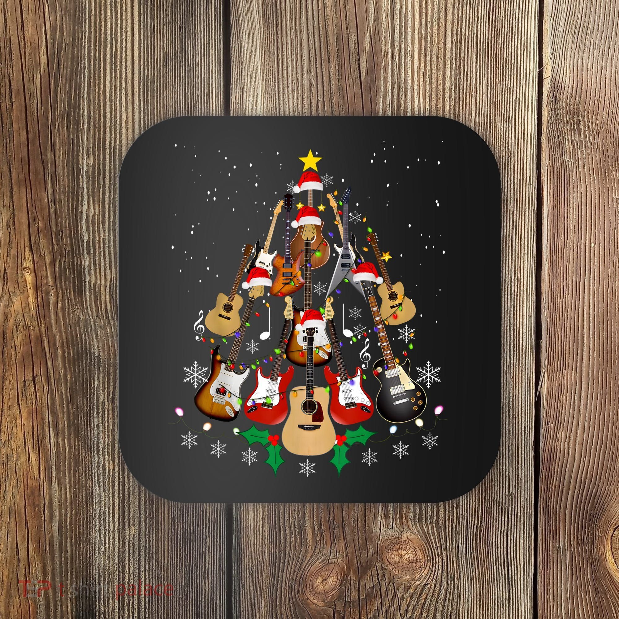 Christmas Musician Christmas Guitar Tree Coaster