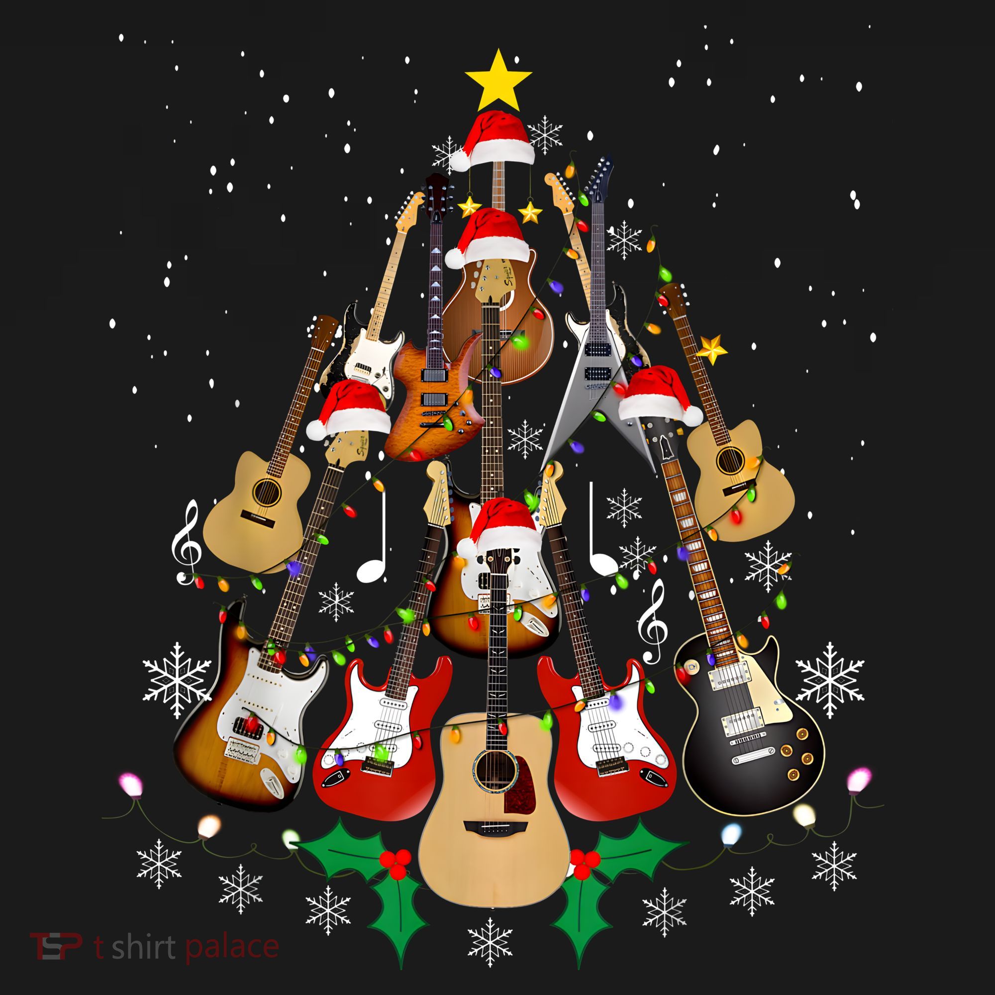 Christmas Musician Christmas Guitar Tree Polo