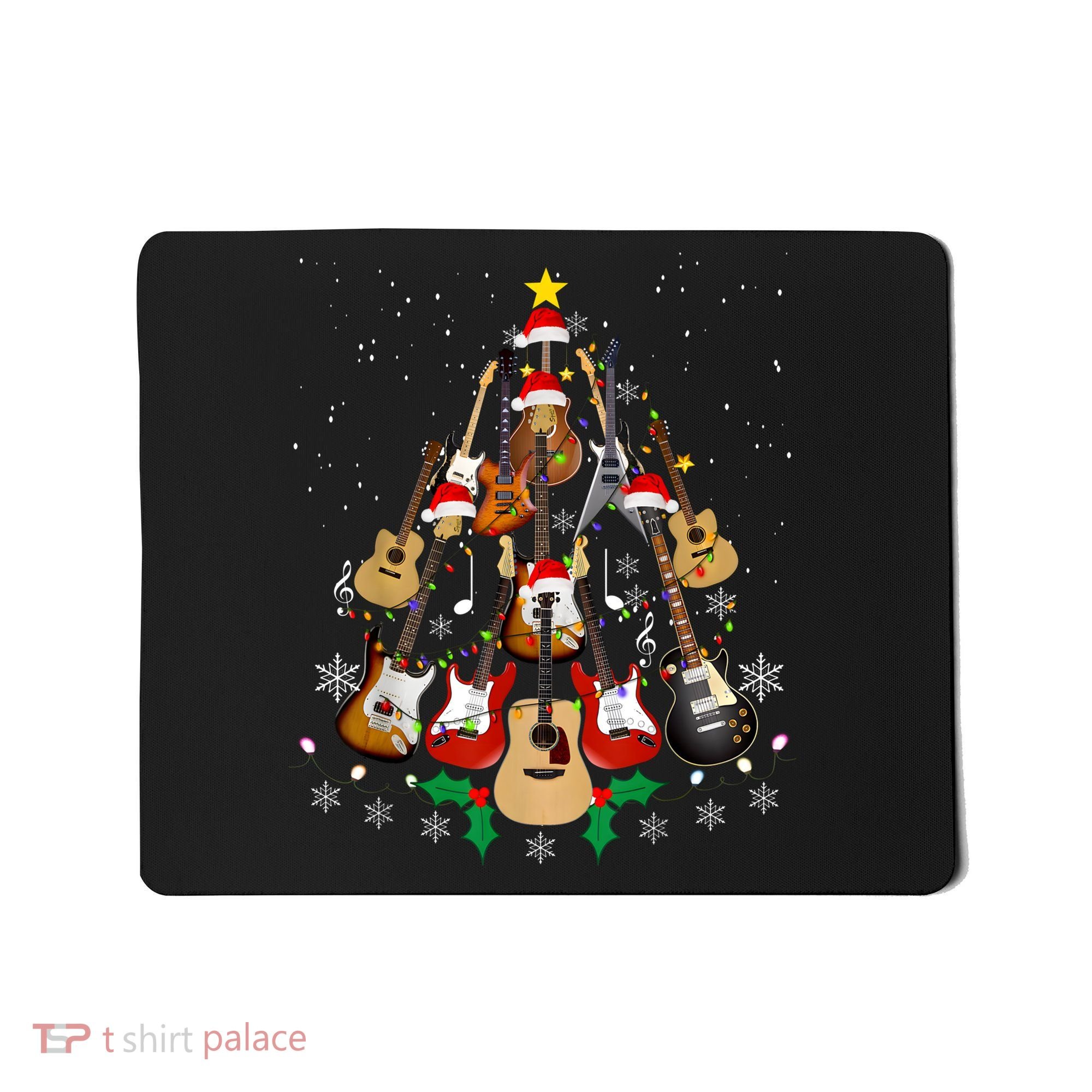 Christmas Musician Christmas Guitar Tree Mousepad
