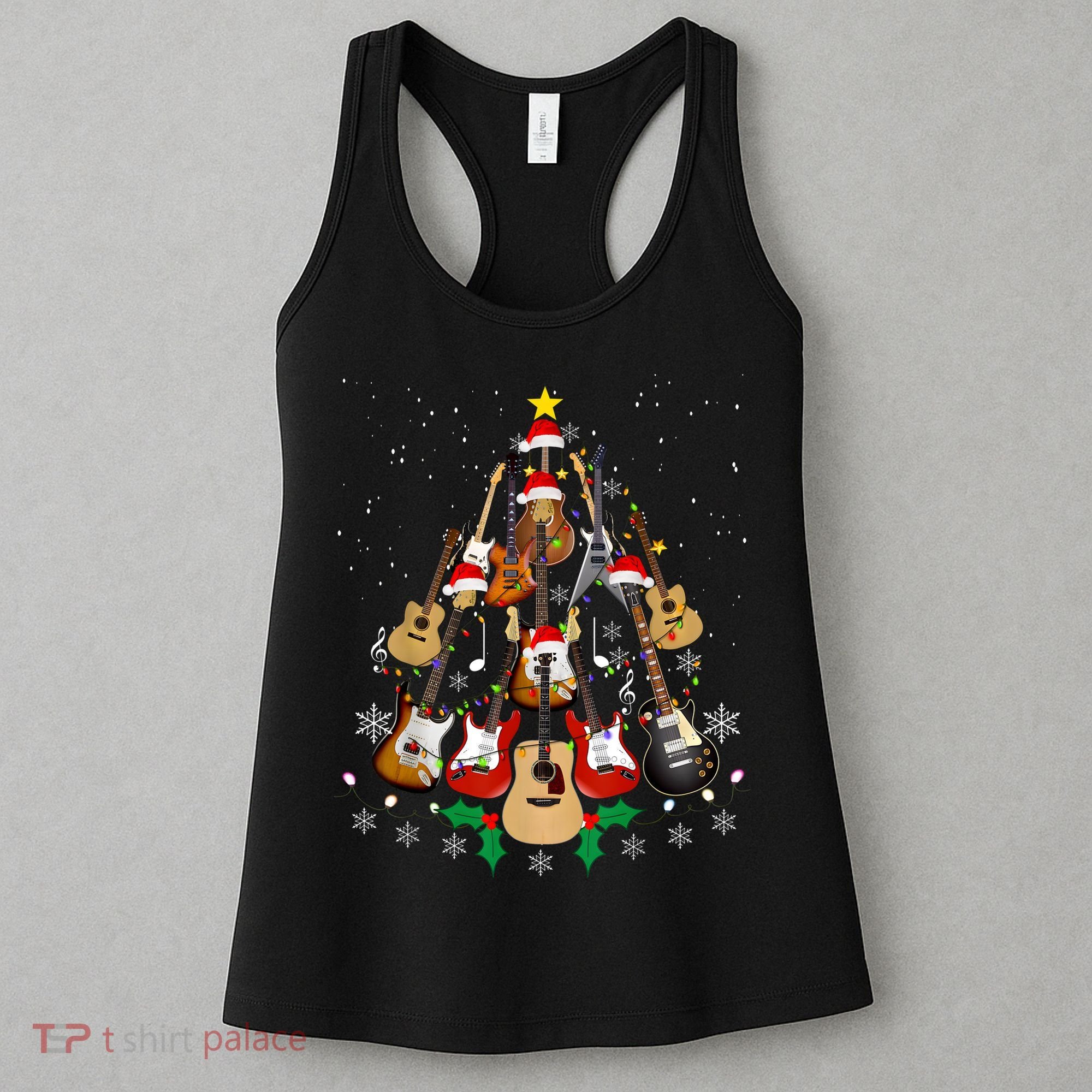 Christmas Musician Christmas Guitar Tree Women's Tank Top