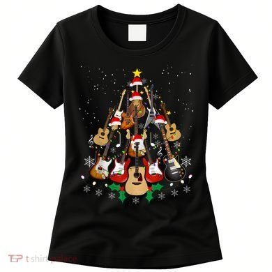 Christmas Musician Christmas Guitar Tree Women's T-Shirt