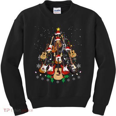 Christmas Musician Christmas Guitar Tree Kids Sweatshirt