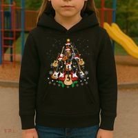 Christmas Musician Christmas Guitar Tree Kids Hoodie thumb 3