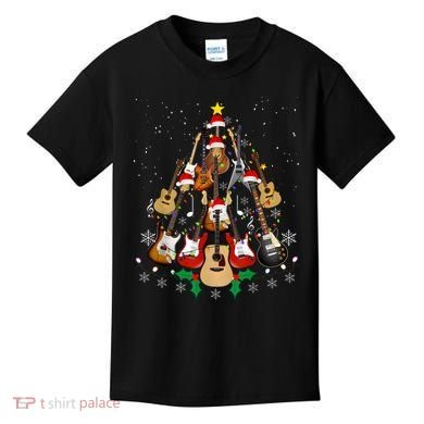 Christmas Musician Christmas Guitar Tree Kids T-Shirt