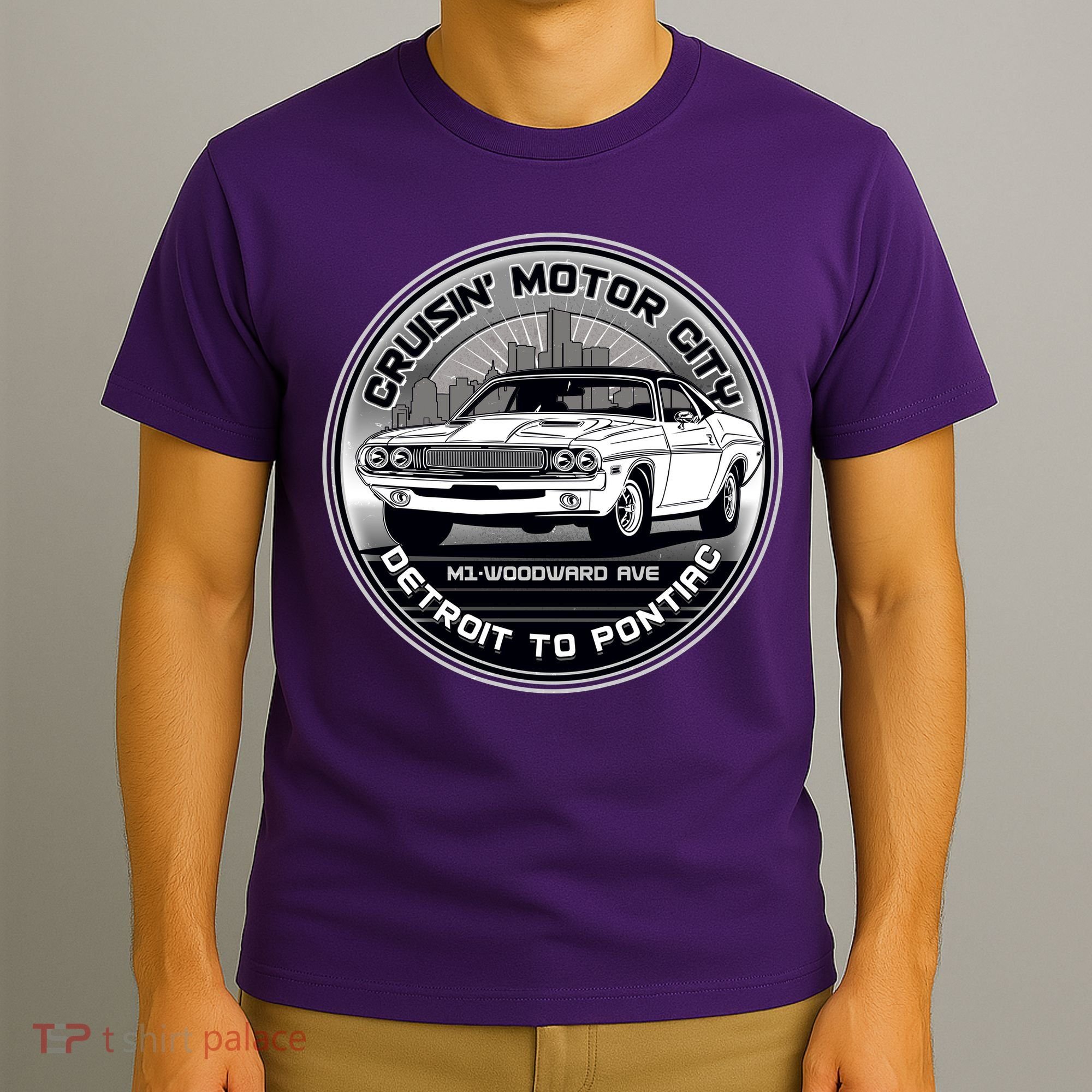 Cruisin Motor City Detroit To Pontiac Classic Muscle Car T-Shirt