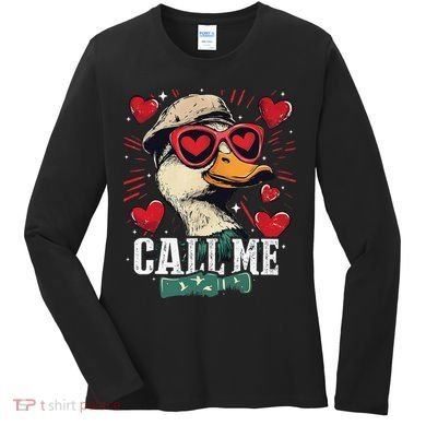 Call Me Duck Hunting Lover ValentineS Day Gift Women's Long Sleeve Shirt