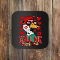 Call Me Duck Hunting Valentines Day Mallard Duck Gift Coaster thumb 0