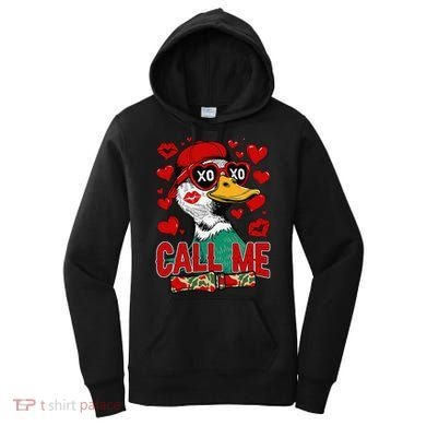 Call Me Duck Hunting Valentines Day Mallard Duck Gift Women's Hoodie