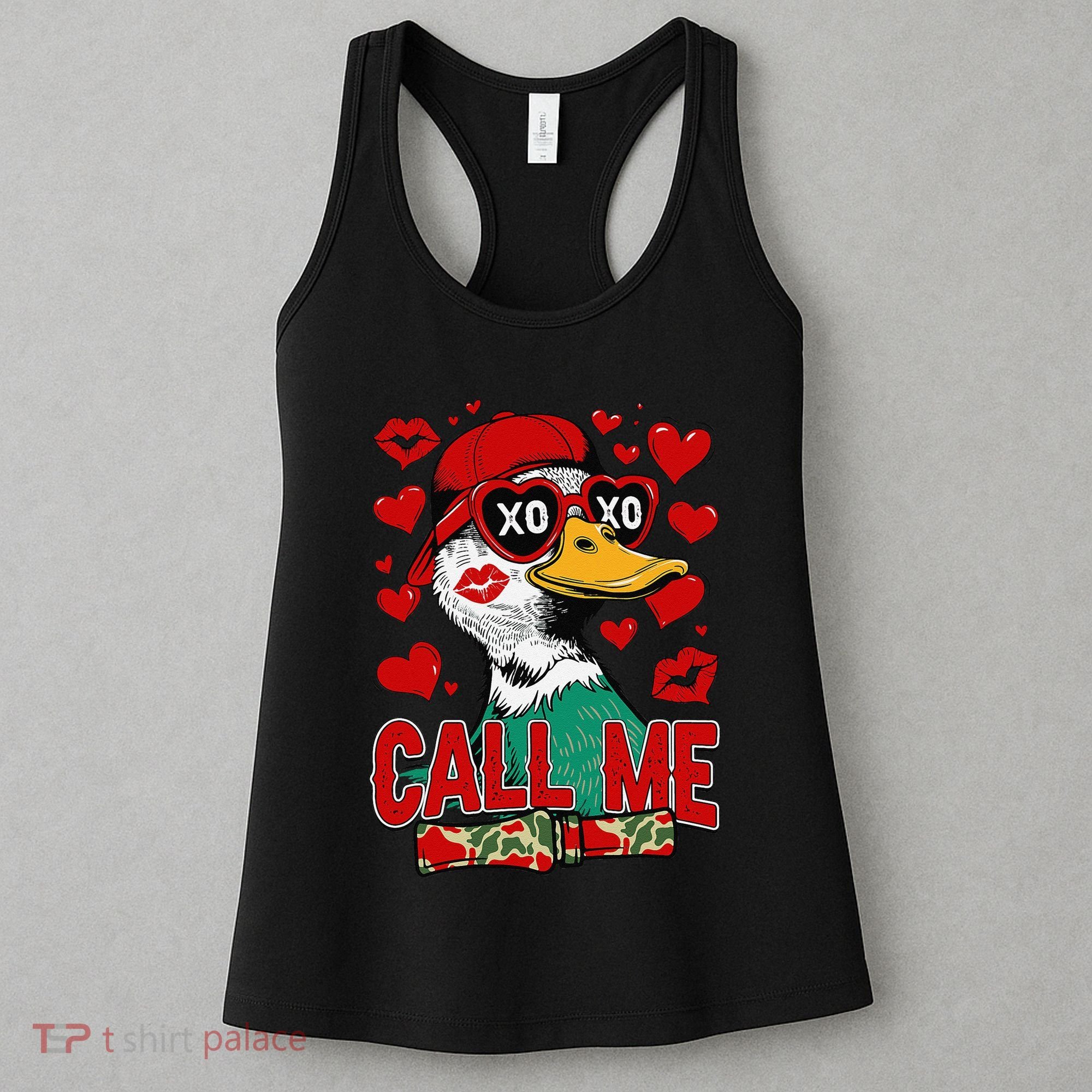 Call Me Duck Hunting Valentines Day Mallard Duck Gift Women's Tank Top