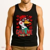 Call Me Duck Hunting Valentines Day Mallard Duck Gift Tank Top thumb 3