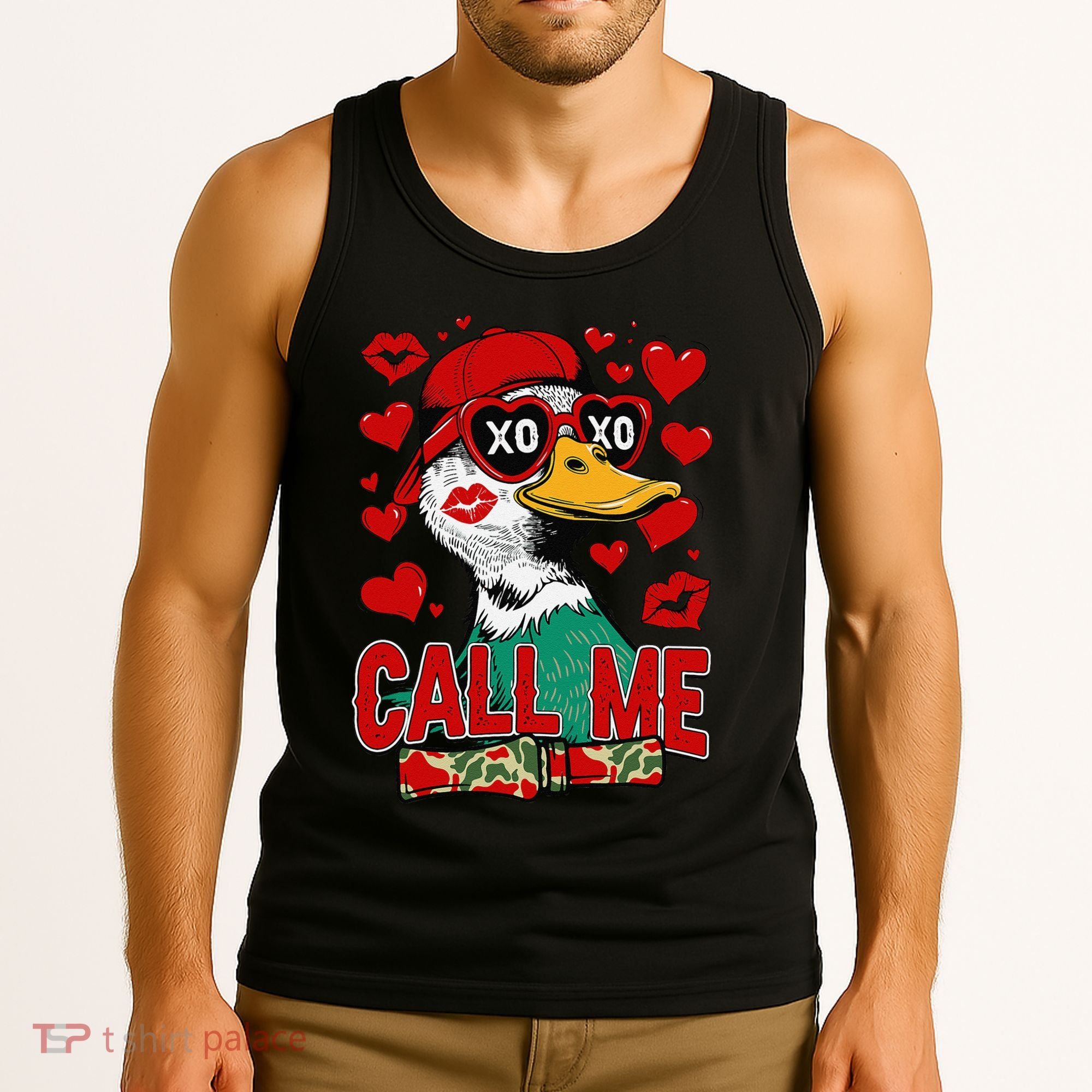 Call Me Duck Hunting Valentines Day Mallard Duck Gift Tank Top