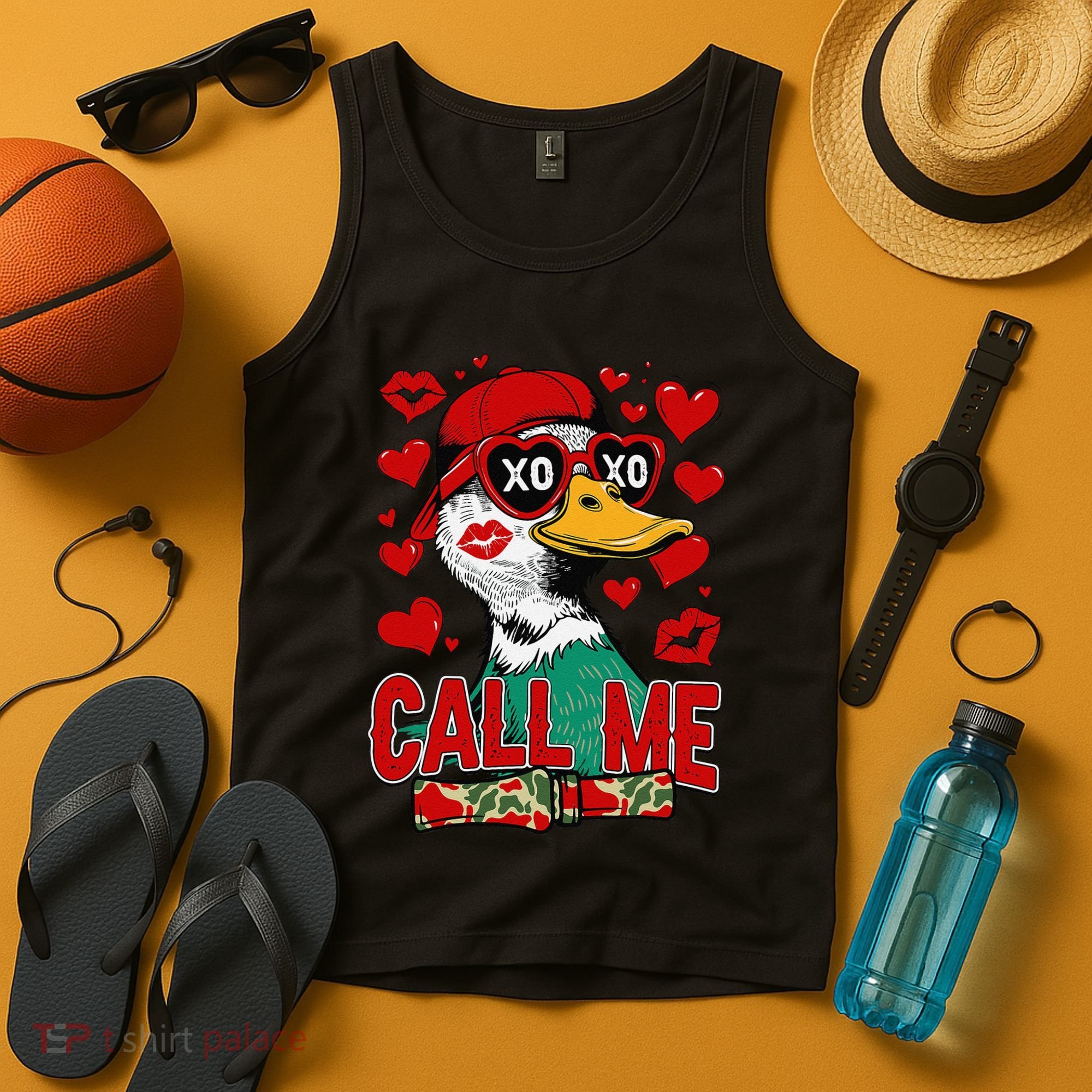 Call Me Duck Hunting Valentines Day Mallard Duck Gift Tank Top