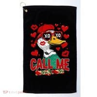 Call Me Duck Hunting Valentines Day Mallard Duck Gift Golf Towel thumb 0
