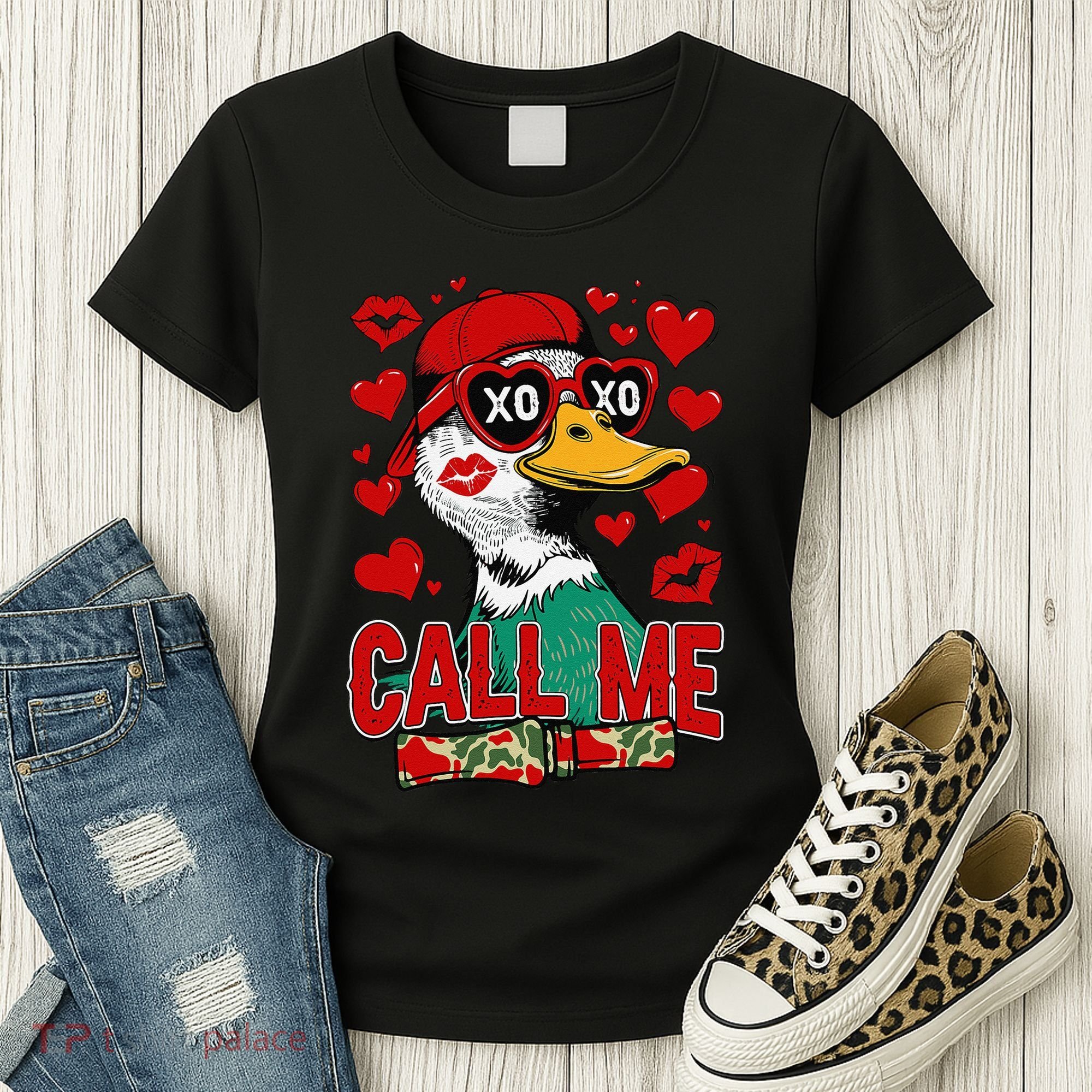 Call Me Duck Hunting Valentines Day Mallard Duck Gift Women's T-Shirt