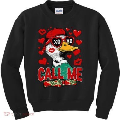Call Me Duck Hunting Valentines Day Mallard Duck Gift Kids Sweatshirt