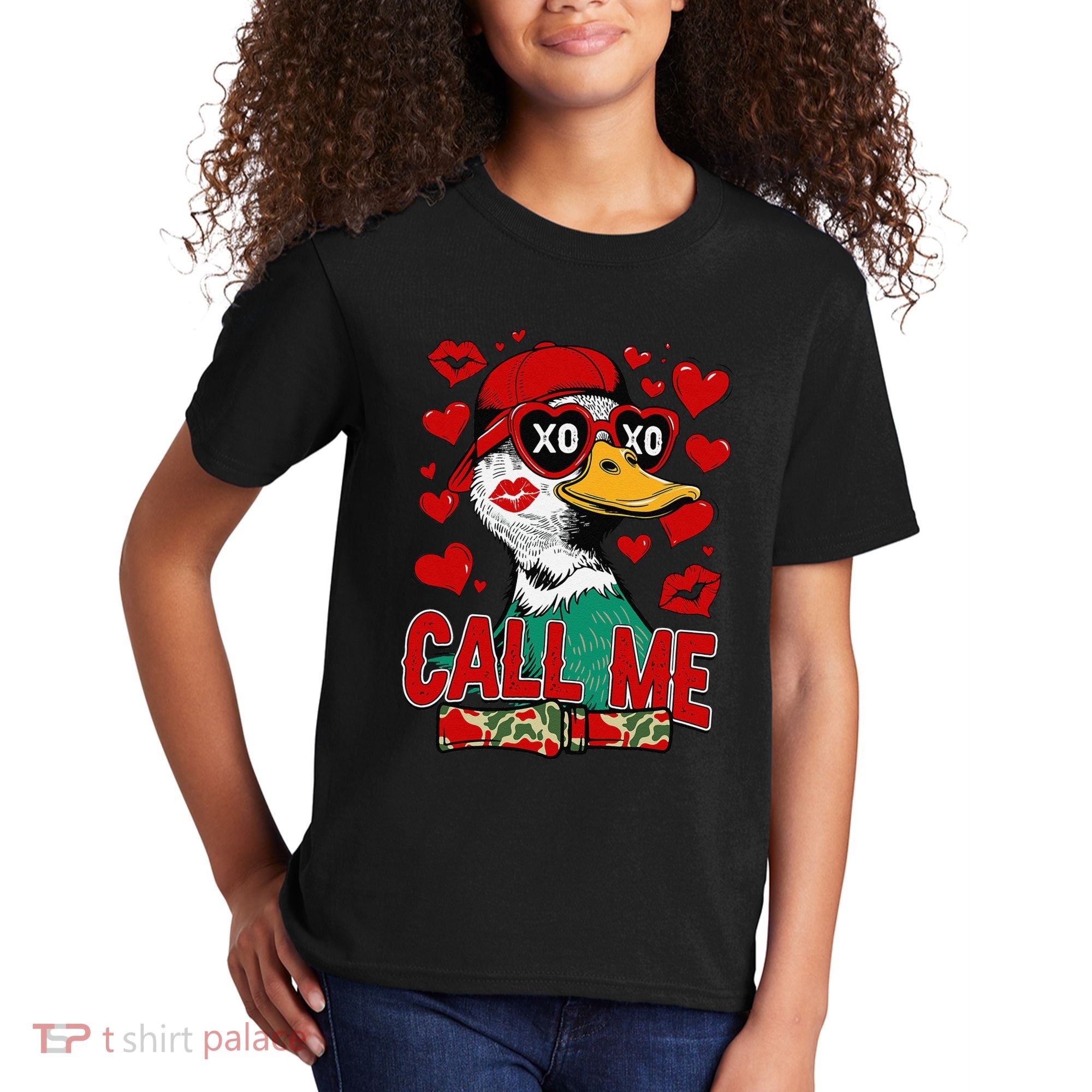 Call Me Duck Hunting Valentines Day Mallard Duck Gift Kids T-Shirt