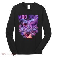 Cute Moo Deng Funny Baby Hippo Pygmy Hippopotamus Long Sleeve Shirt thumb 0