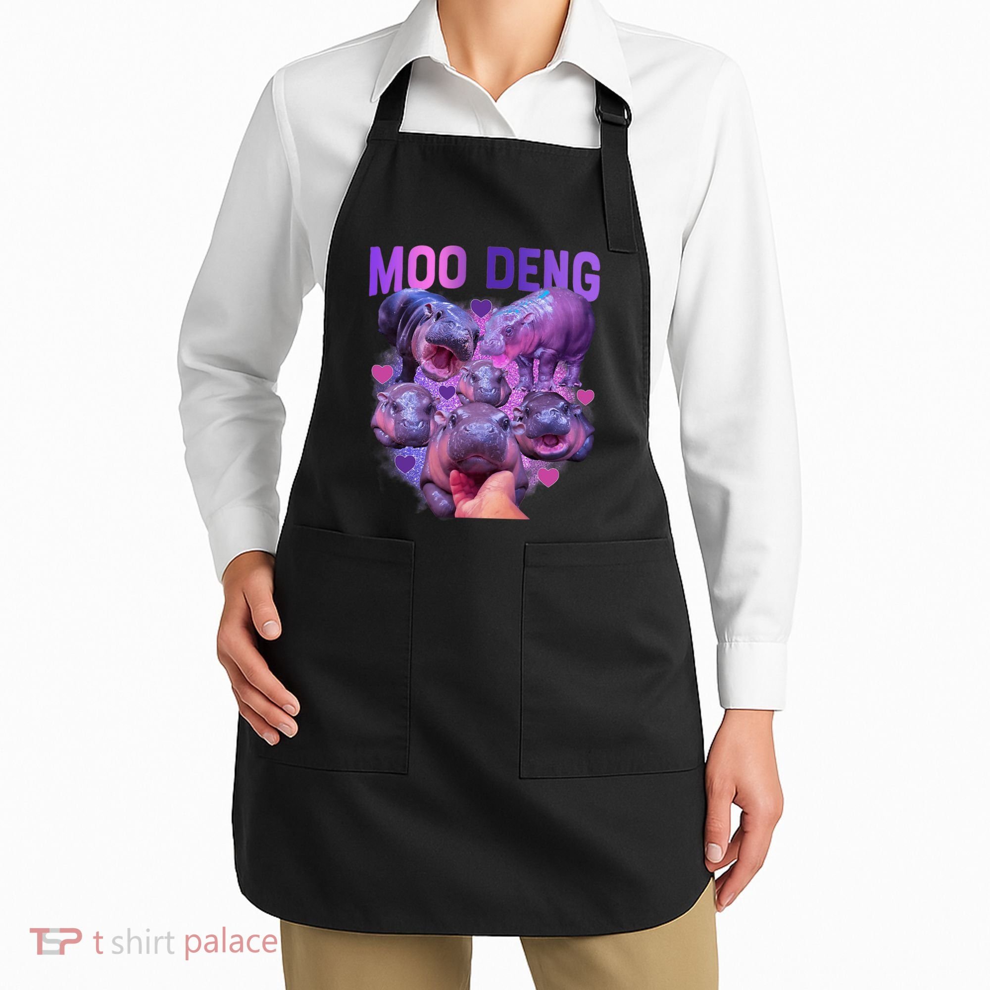 Cute Moo Deng Funny Baby Hippo Pygmy Hippopotamus Apron
