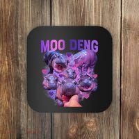 Cute Moo Deng Funny Baby Hippo Pygmy Hippopotamus Coaster thumb 0