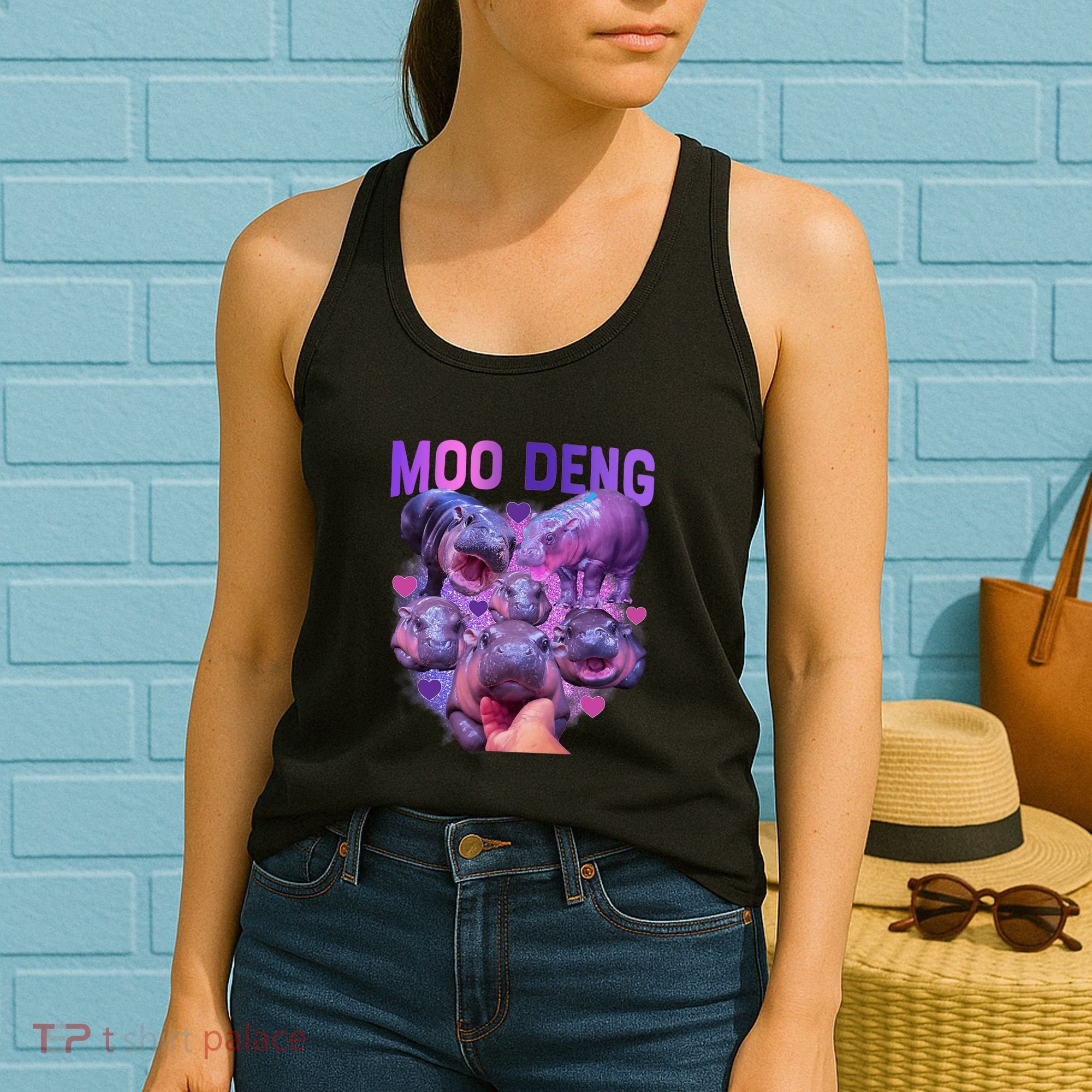 Cute Moo Deng Funny Baby Hippo Pygmy Hippopotamus Women's Tank Top