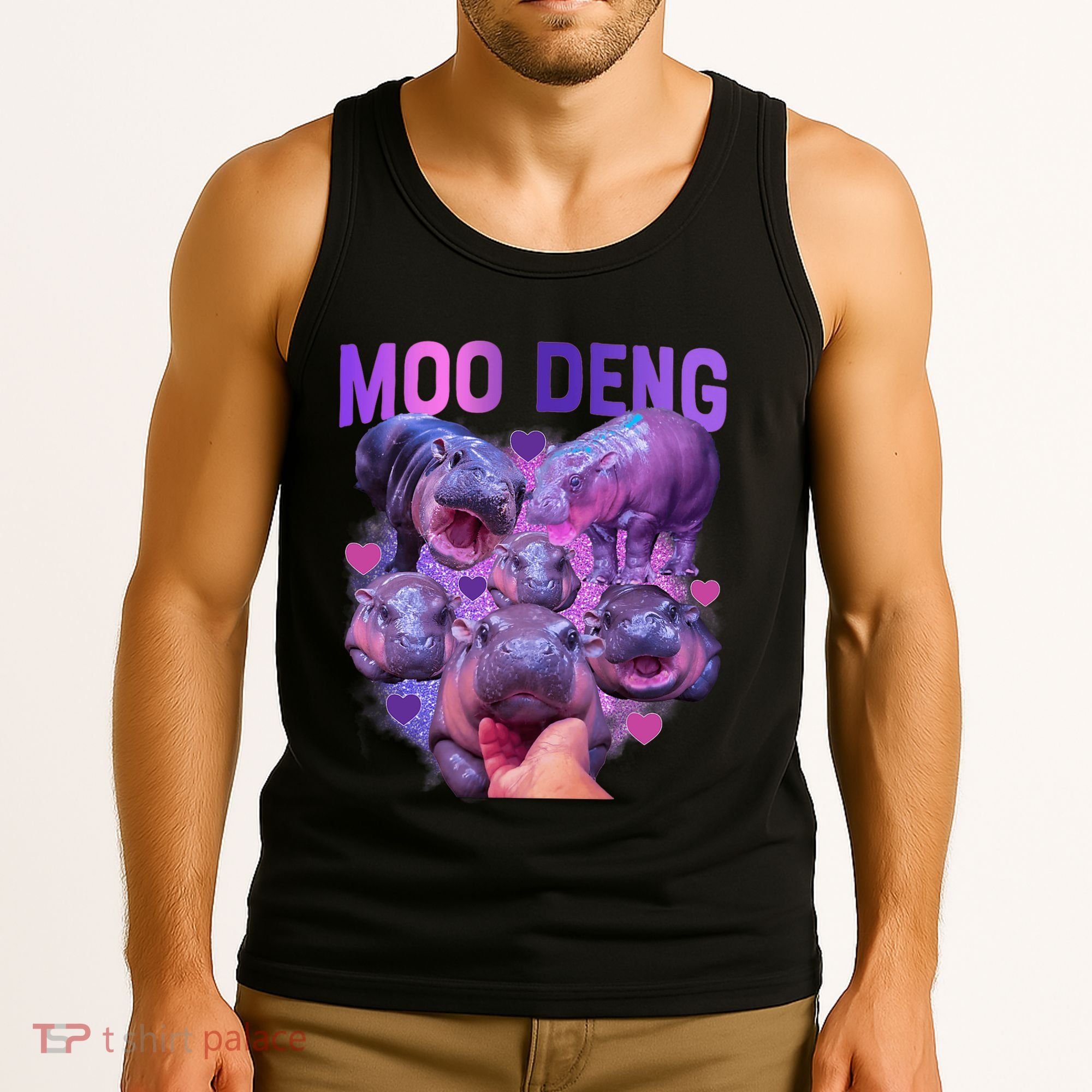 Cute Moo Deng Funny Baby Hippo Pygmy Hippopotamus Tank Top