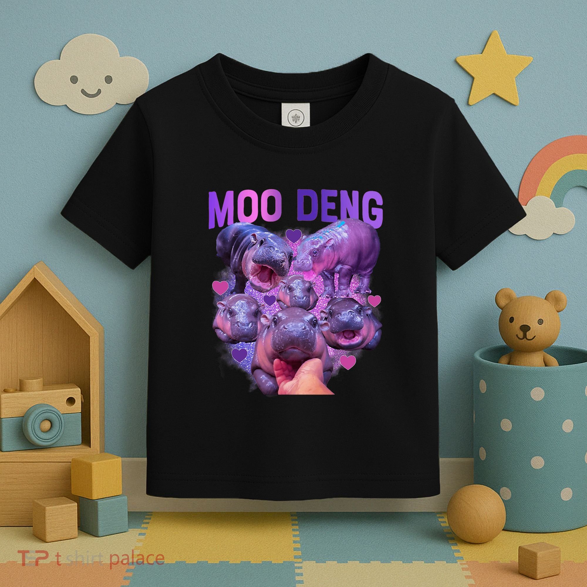 Cute Moo Deng Funny Baby Hippo Pygmy Hippopotamus Toddler T-Shirt