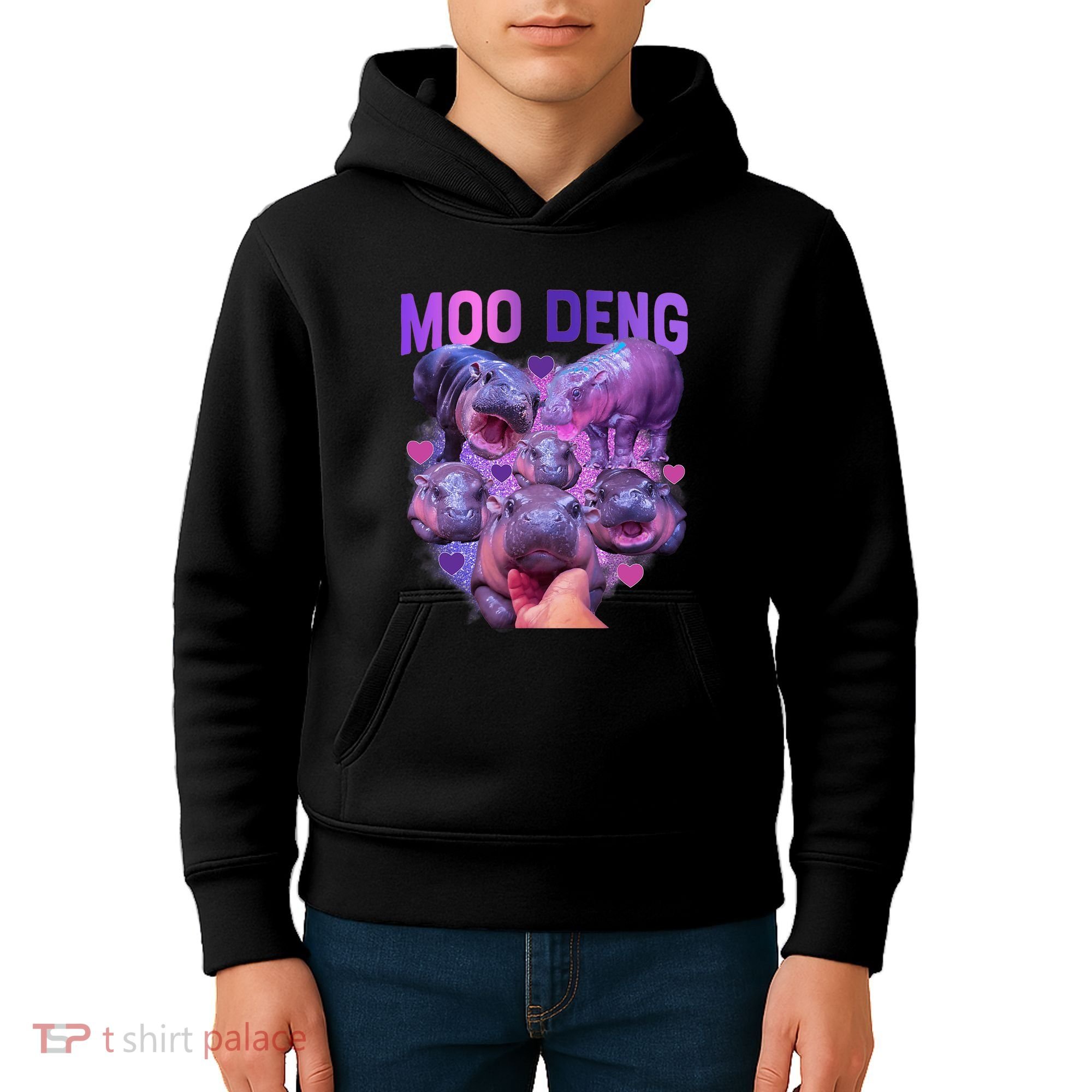Cute Moo Deng Funny Baby Hippo Pygmy Hippopotamus Kids Hoodie