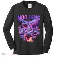 Cute Moo Deng Funny Baby Hippo Pygmy Hippopotamus Kids Long Sleeve Shirt thumb 0