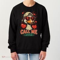 Call Me Duck Hunting ValentineS Day Mallard Duck Women's Sweatshirt thumb 0
