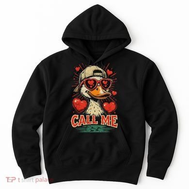 Call Me Duck Hunting ValentineS Day Mallard Duck Hoodie