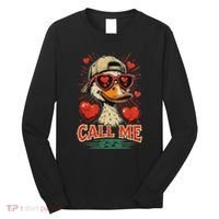 Call Me Duck Hunting ValentineS Day Mallard Duck Long Sleeve Shirt thumb 0