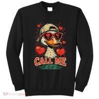 Call Me Duck Hunting ValentineS Day Mallard Duck Sweatshirt thumb 0