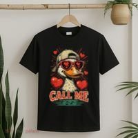 Call Me Duck Hunting ValentineS Day Mallard Duck T-Shirt thumb 2