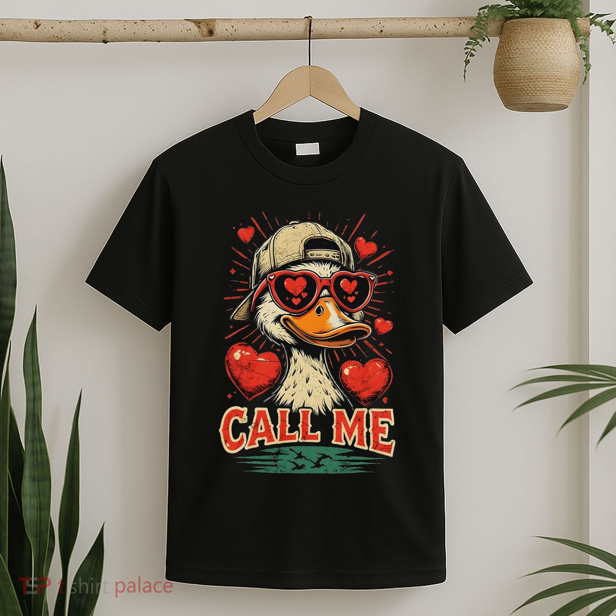 Call Me Duck Hunting ValentineS Day Mallard Duck T-Shirt