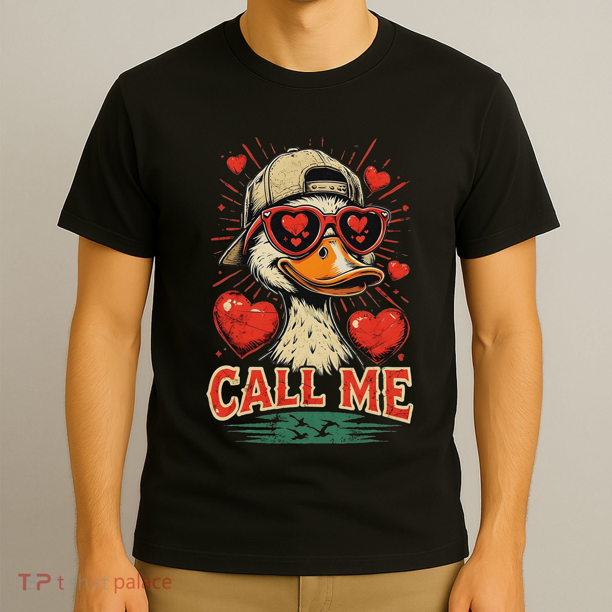Call Me Duck Hunting ValentineS Day Mallard Duck T-Shirt
