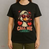 Call Me Duck Hunting ValentineS Day Mallard Duck T-Shirt thumb 4