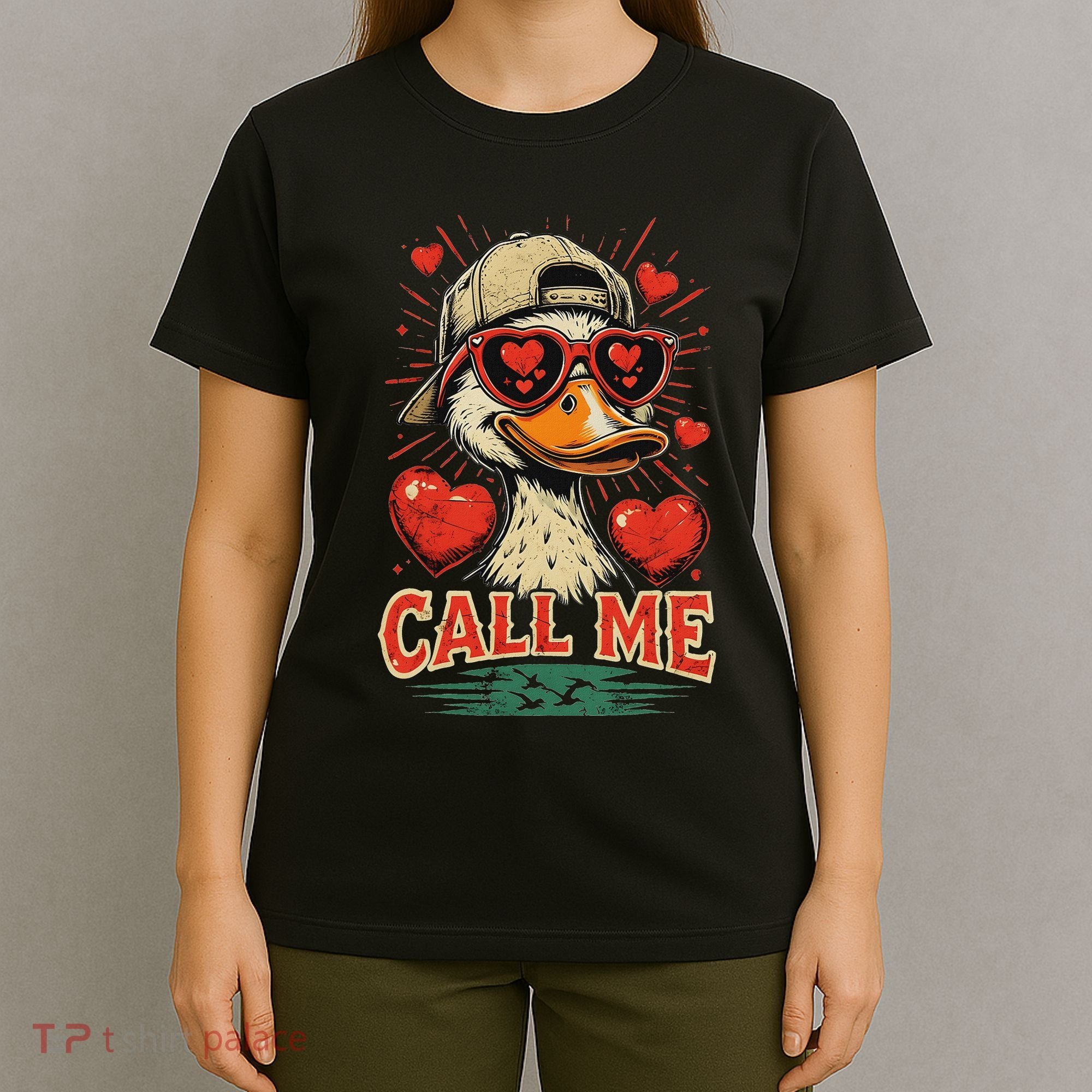 Call Me Duck Hunting ValentineS Day Mallard Duck T-Shirt