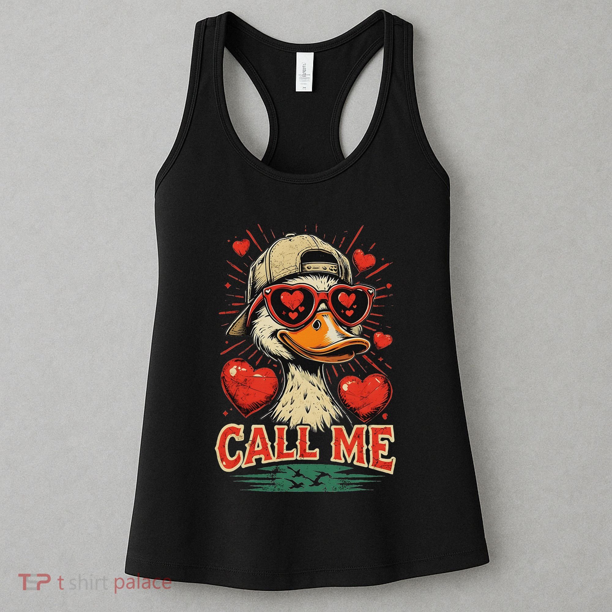 Call Me Duck Hunting ValentineS Day Mallard Duck Women's Tank Top