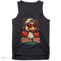 Call Me Duck Hunting ValentineS Day Mallard Duck Tank Top thumb 0