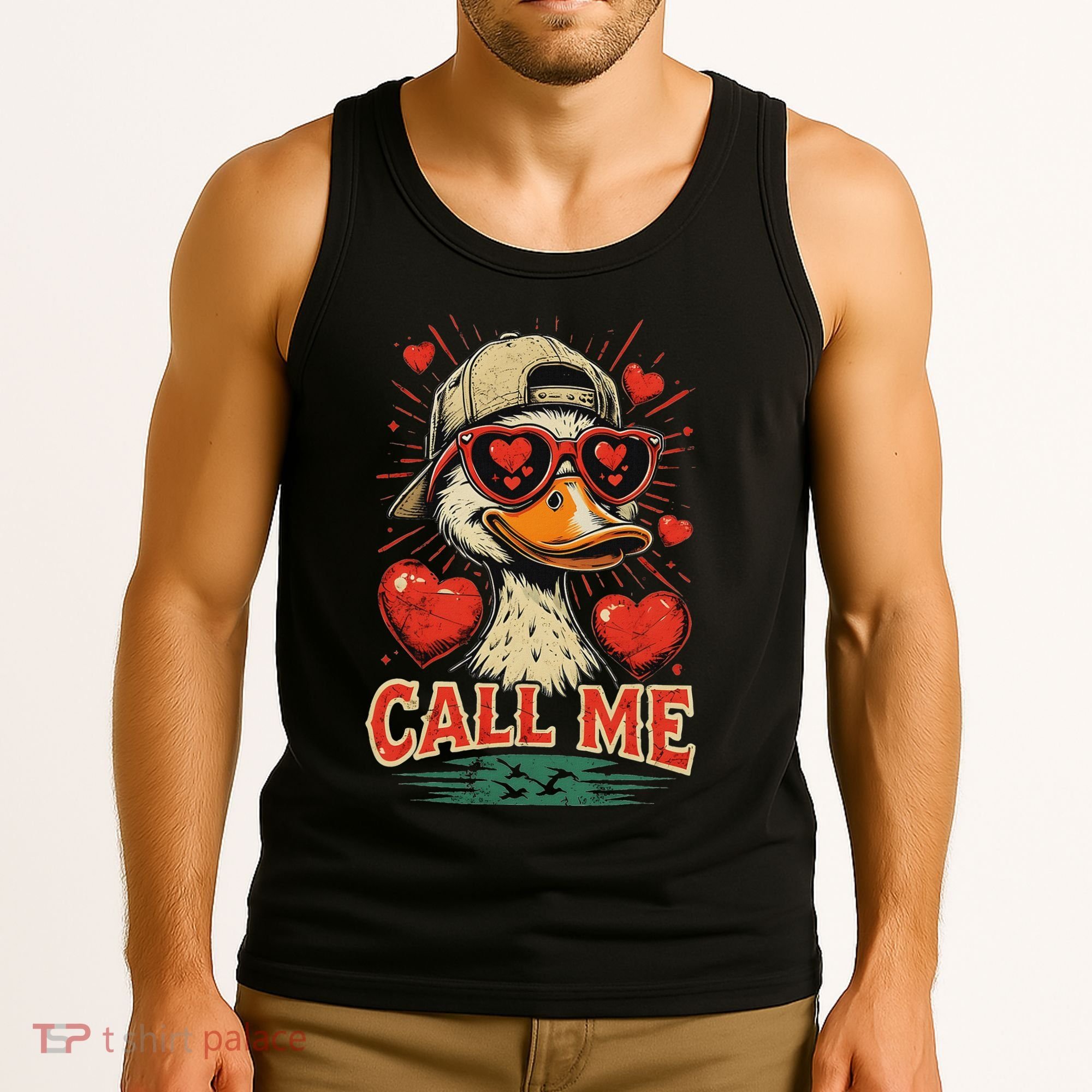 Call Me Duck Hunting ValentineS Day Mallard Duck Tank Top